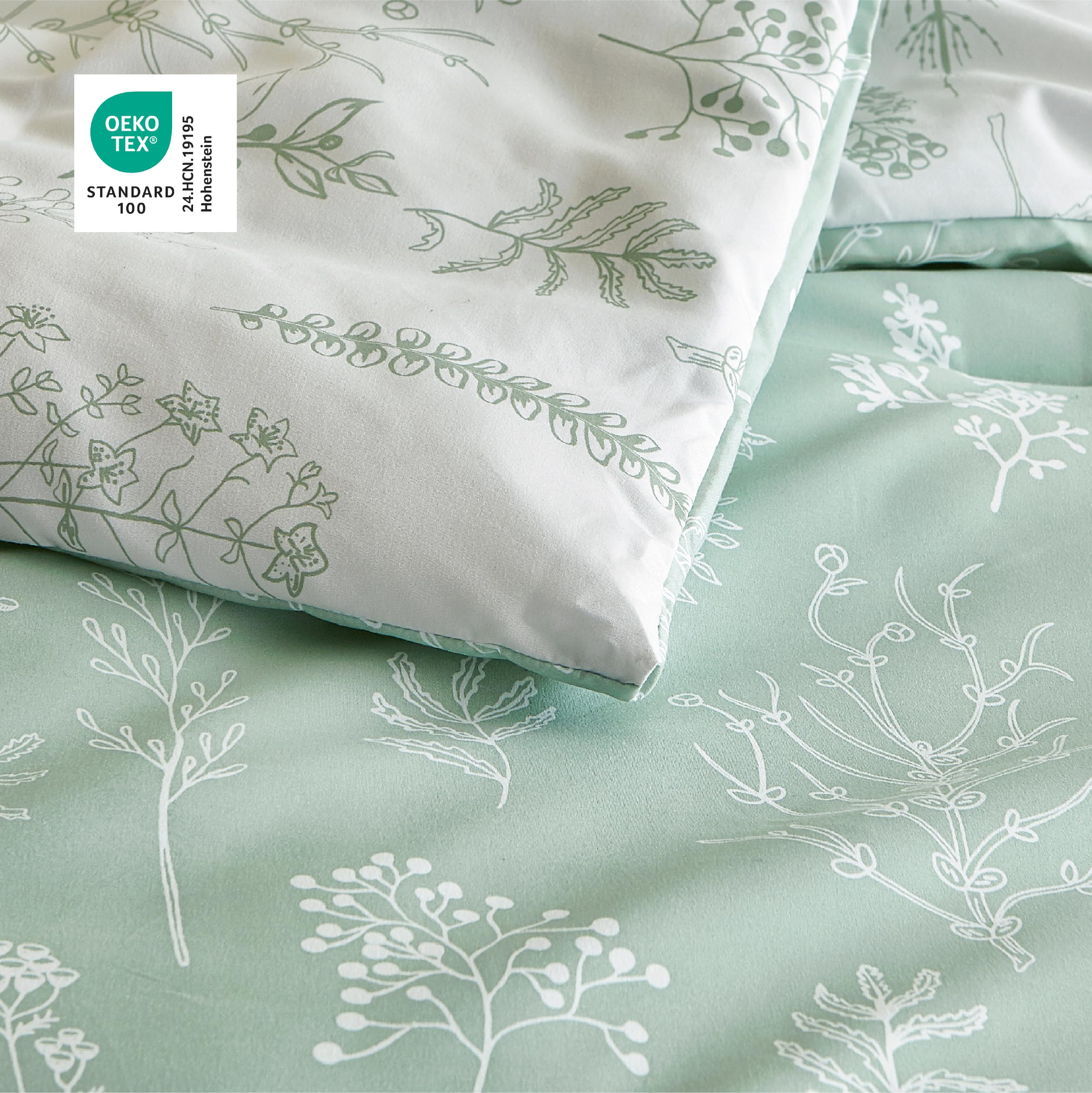 BEDSURE Bettdecke Ohne Bezug 200x200 - Bettdecke 200x200cm mit Kissenbezug 80x80-3-teilig-Bettdecken-Set für Allergiker 4 Jahreszeiten Waschbare Duvet, 1x Bettdecken, 2X Kissenbezug, Mintgrün