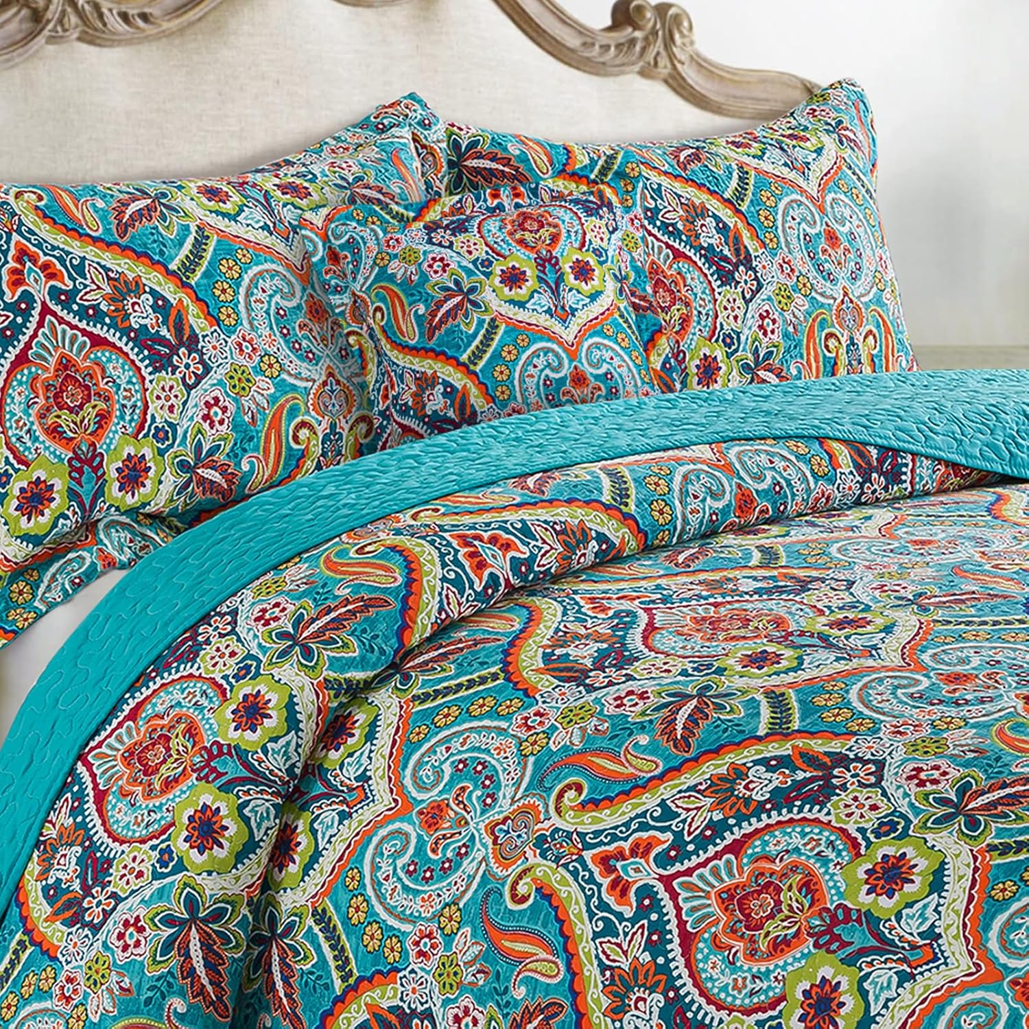 VAPUTAR 2 Packs Damask Pattern Decoration Throw Pillow Covers 18 x 18 Inch for Couch Bed Sofa, Soft Boho Cushion Cover for Living Room Farmhouse Home Decor (Teal)