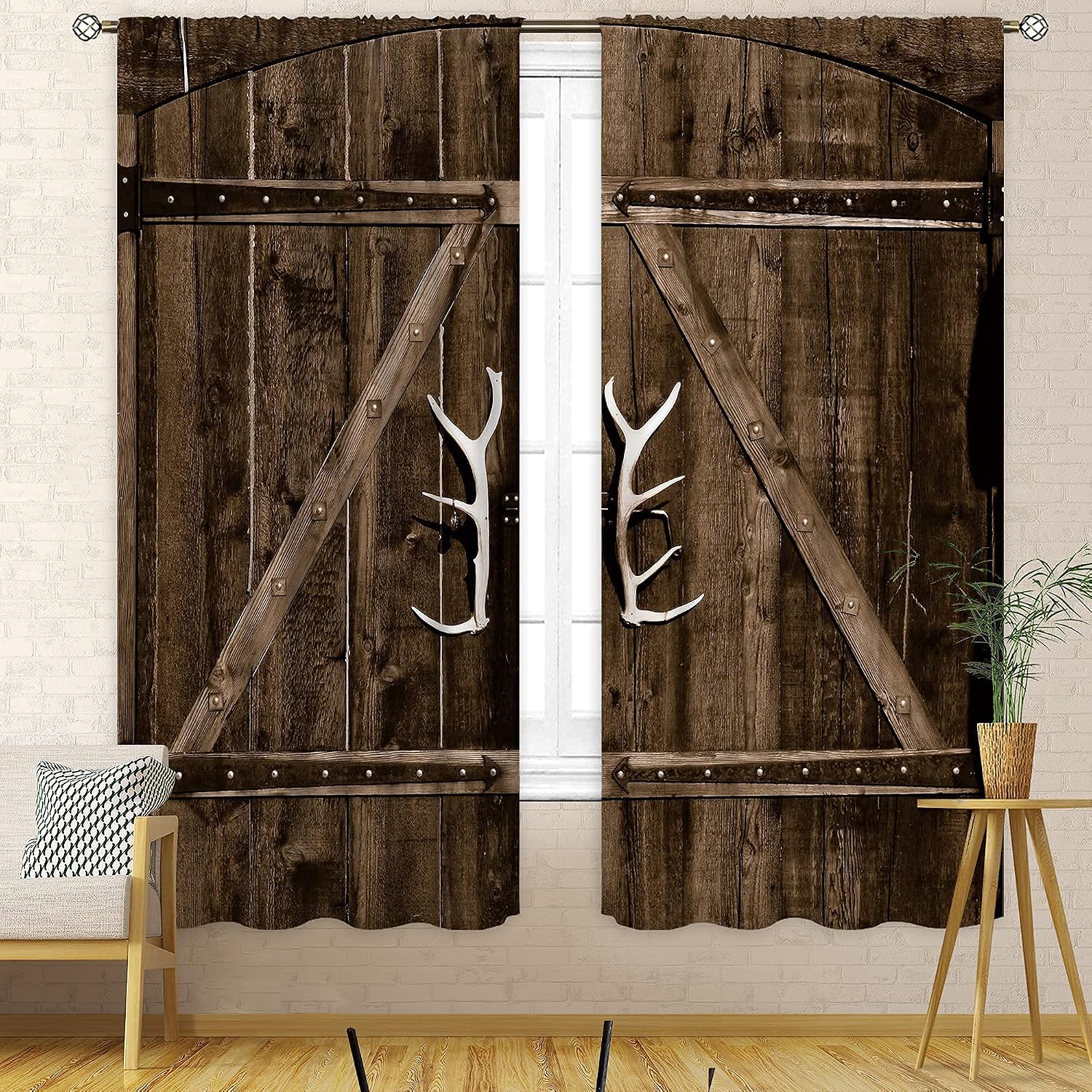 Amazon.com: Cinbloo Rustic Barn Door Curtains Rod Pocket Farmhouse