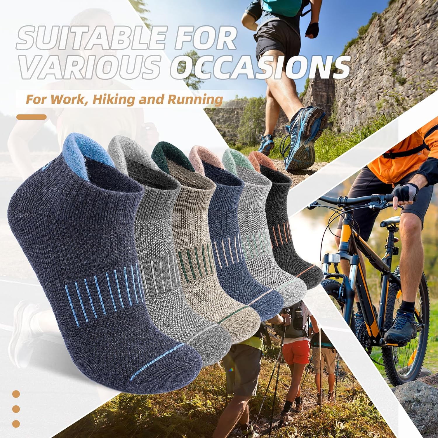 Lapulas Merino Wool Ankle Hiking Running Socks for Men Women Breathable Compression Thick Athletic No Show Socks 6 Pairs - Image 6