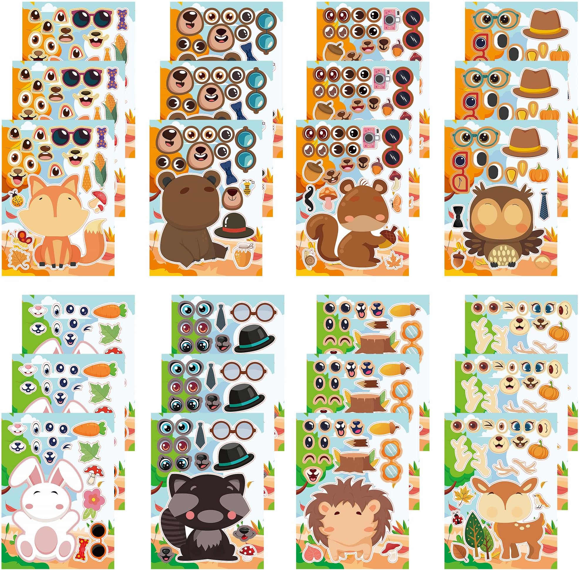 Dorgua Make Your Own Jungle Stickers, Make-a-Face Stickers, Jungle Animals Wildlife DIY Craft Stickers, Make Your Own Stickers for Kids Birthday Gift Party Favors, 8 Designs 24 Sheets