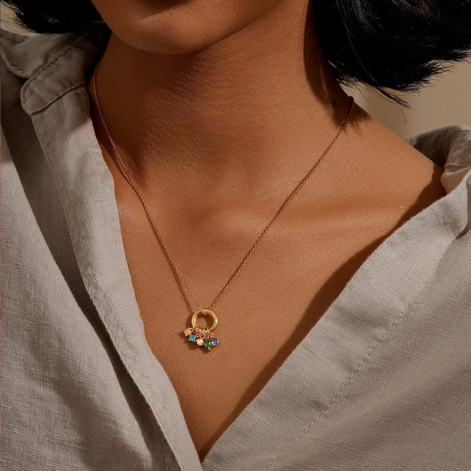 Collar con piedra de nacimiento para mamá, múltiple piedra de nacimiento joya, madres collar abalorio para mamá Día de la Madre Navidad cumpleaños aniversario