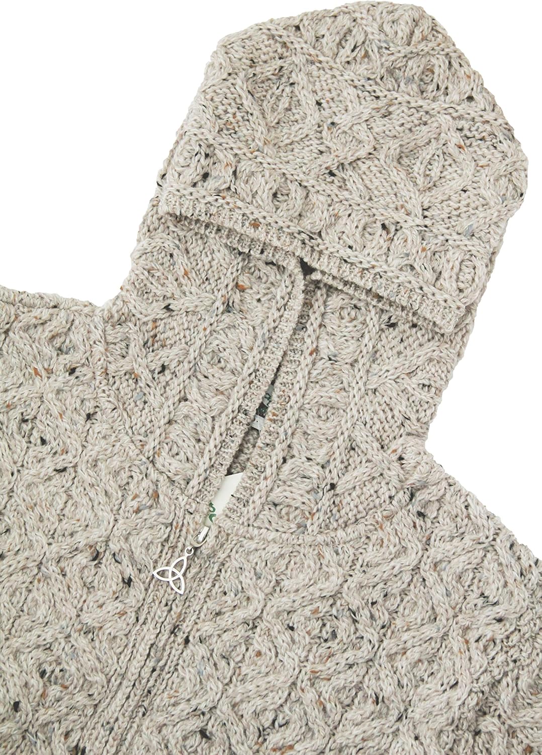 Aran Crafts Women's Soft Cable Knit Honeycomb Hood Cardigan (100% Merino Wool)