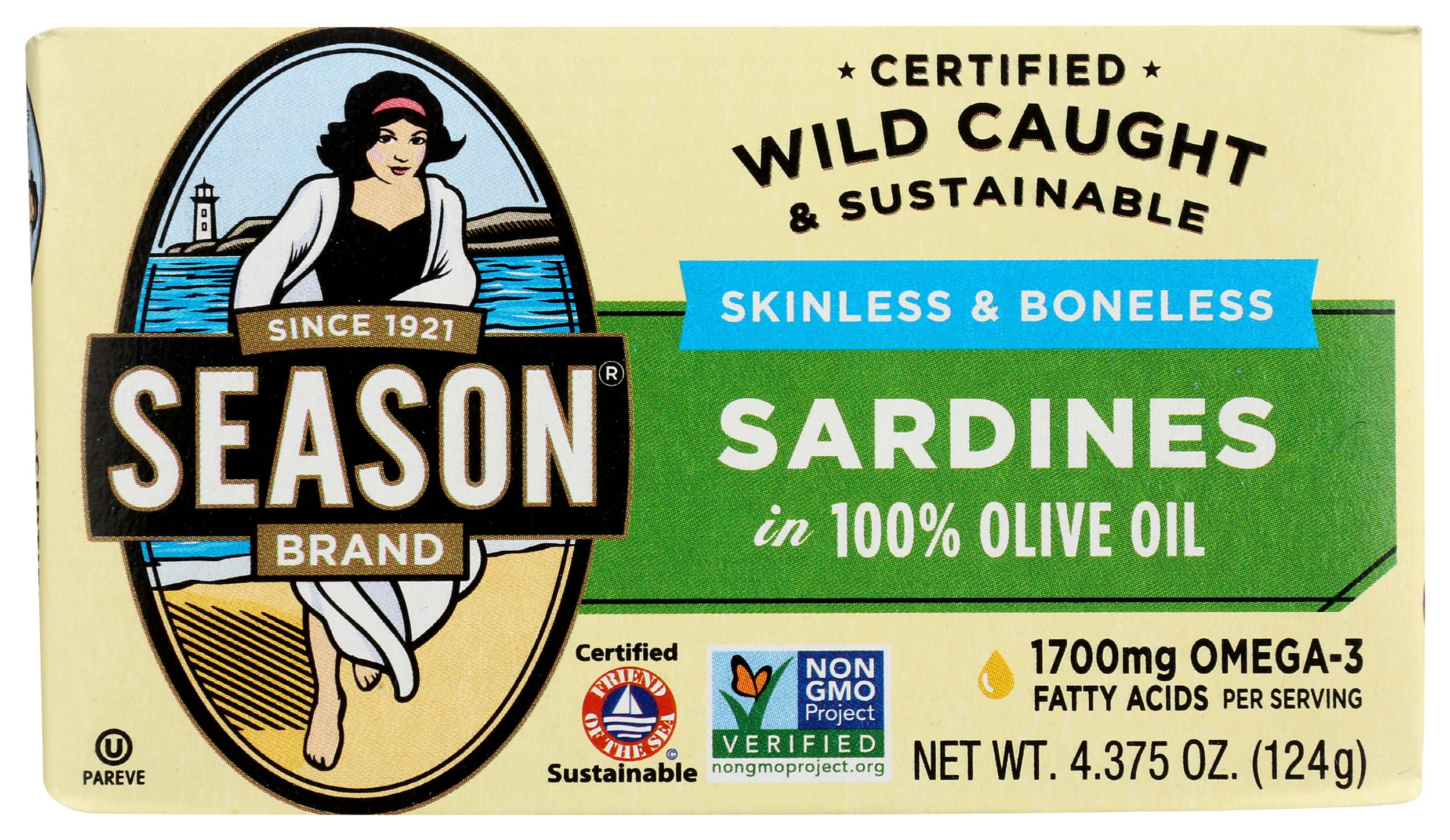 Brand Skinless and Boneless Sardines in Olive Oil, 4.375 oz ~ 1 pack