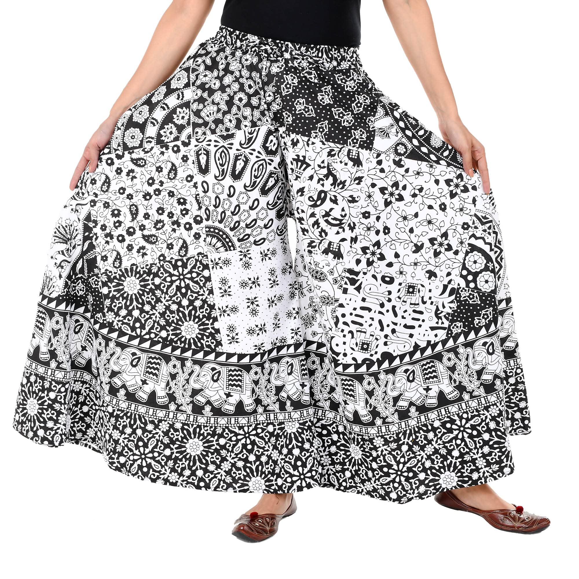 rangun Women's Cotton Printed Palazzo (Free Size) Black-picture-21