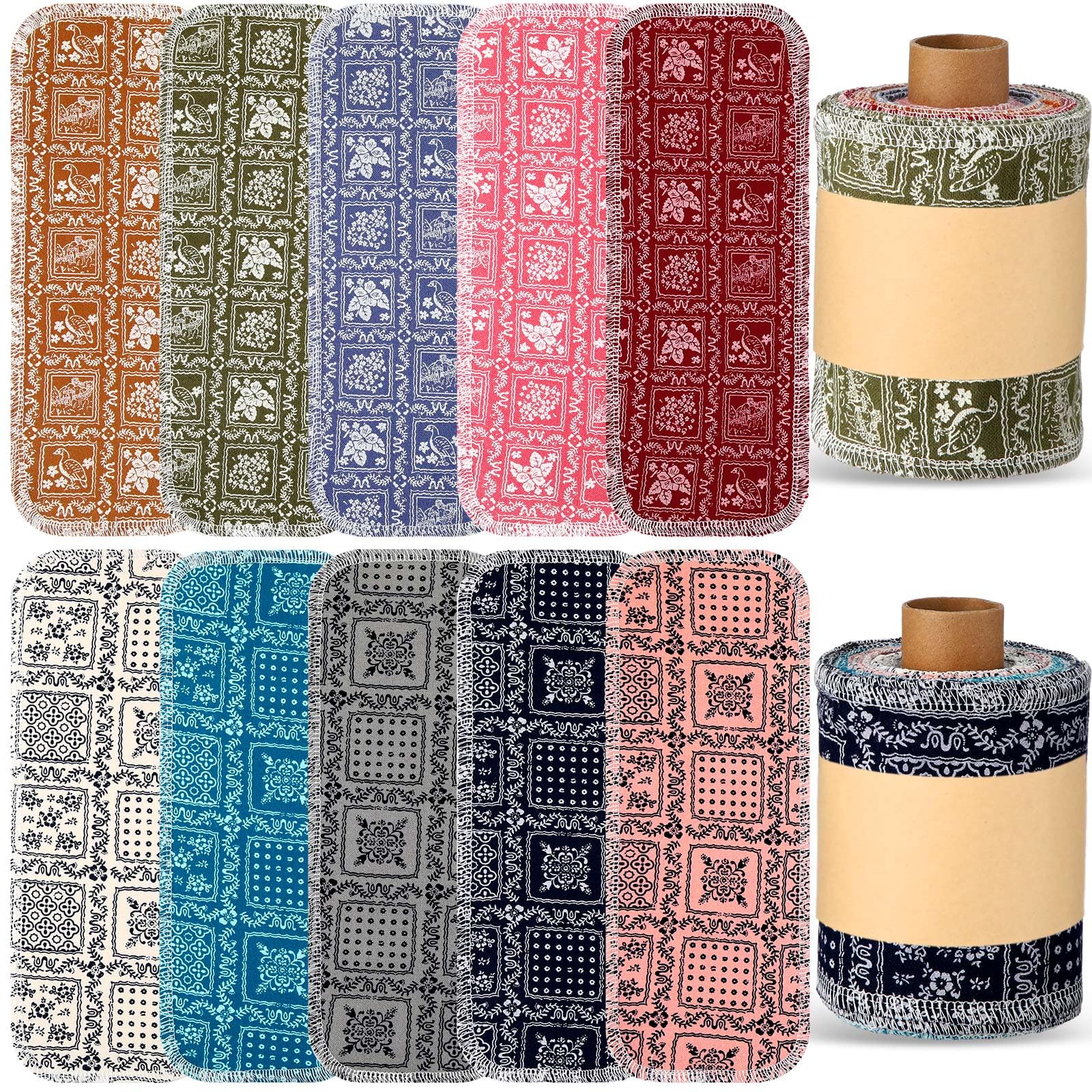 VitalCozy 50 Pcs Reusable Toilet Washable Bidet Towels Rerollable Cloth Wipes Paperless Towels Roll Absorbent Cotton for Kitchen Paperless Dishcloths