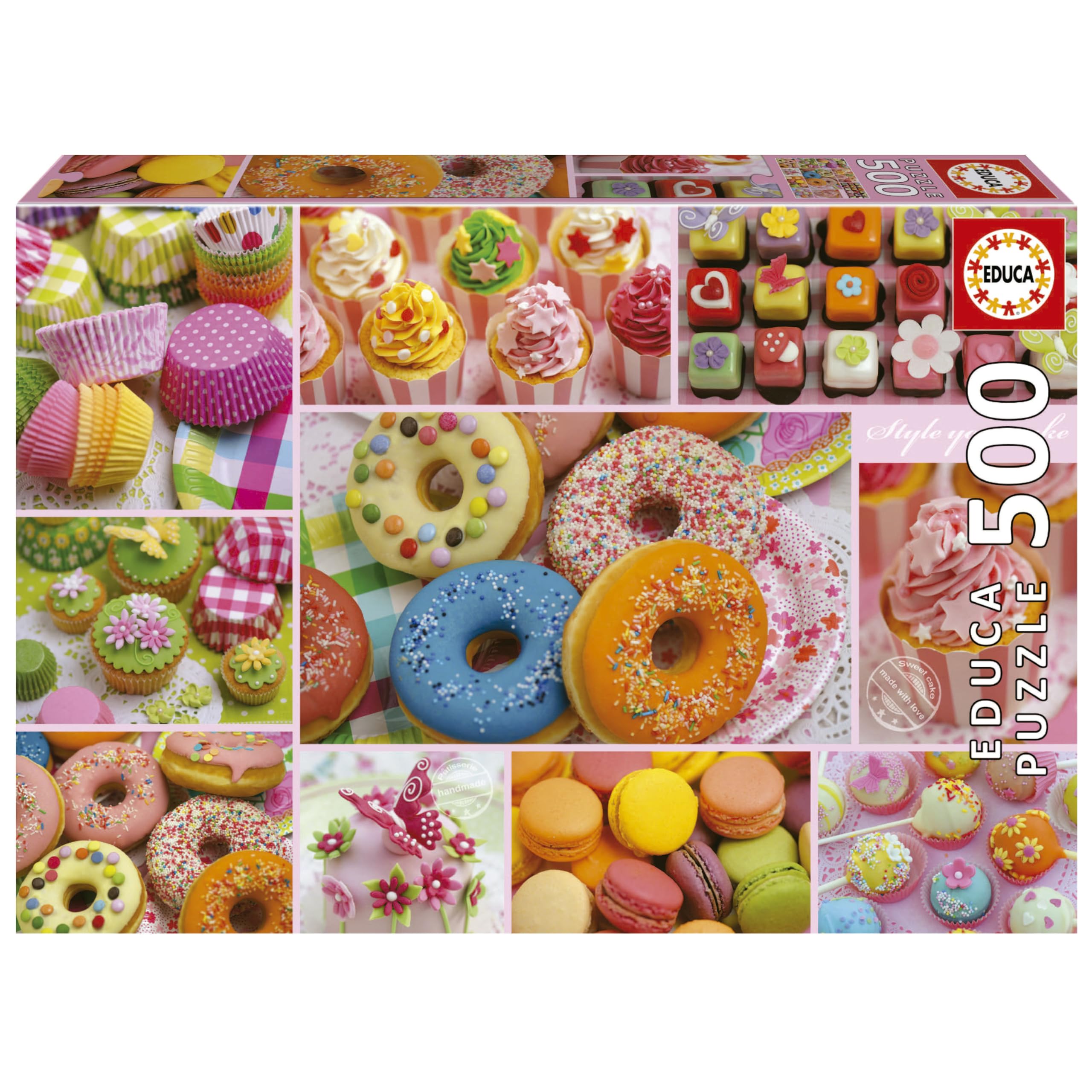 Educa - Collage de Dulces | Puzzle de 500 Piezas para Adultos. Medidas: 48 x 34 cm. Incluye Cola Fix Puzzle. A Partir de 11 años (19904)