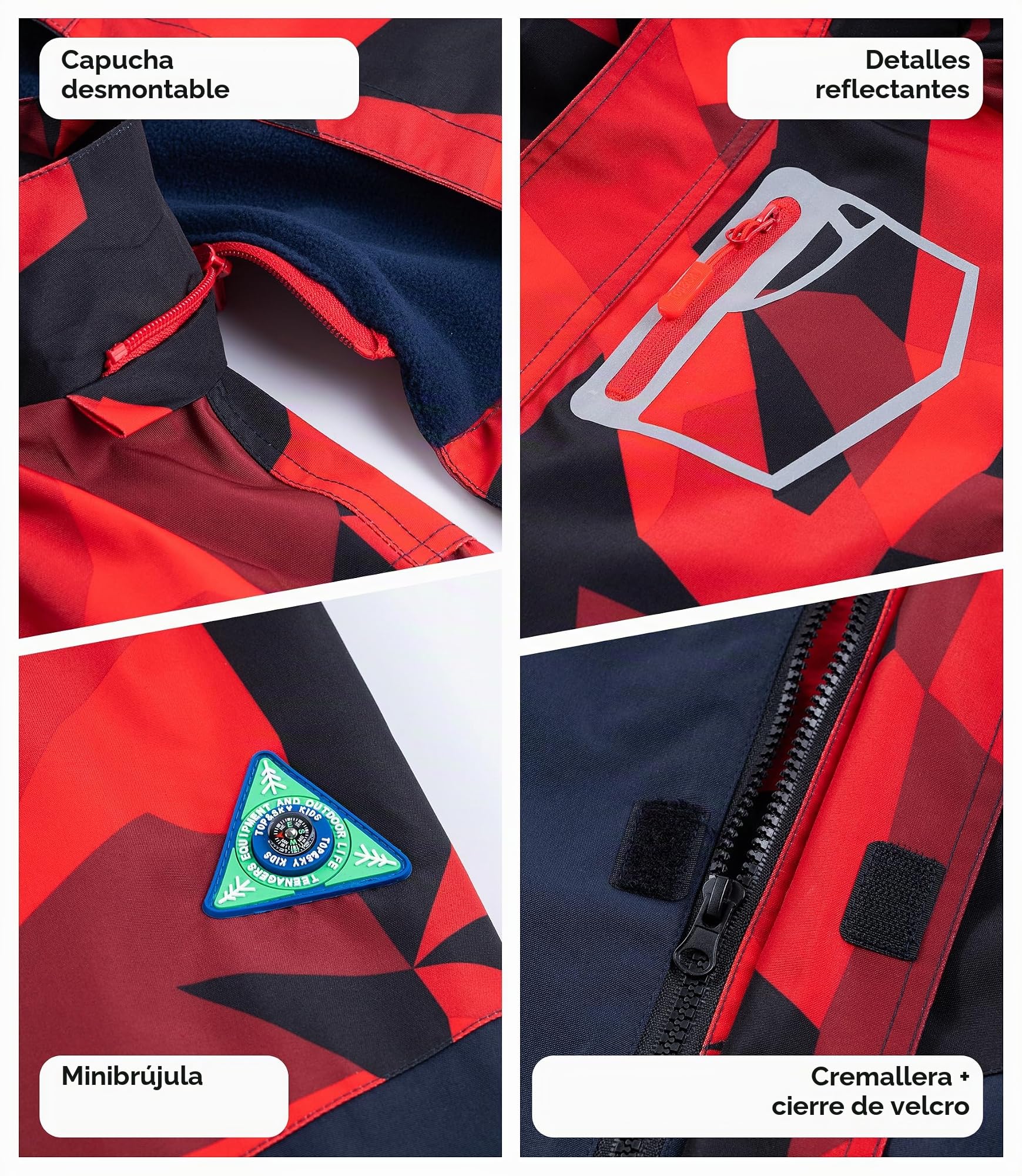 Chaqueta Impermeable Camuflaje Cortaviento con Forro para Niño