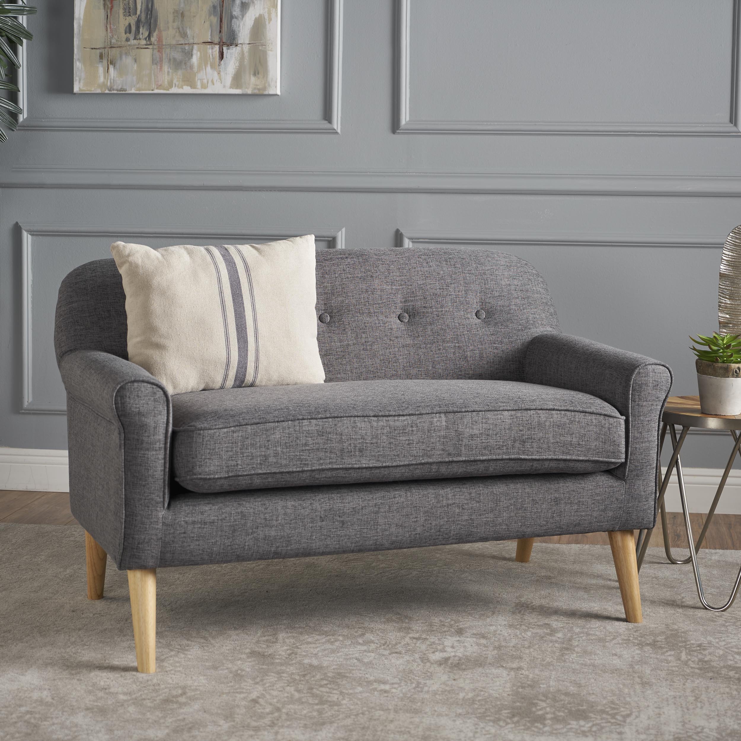 GDFStudio Mid Century Modern Fabric Loveseat (Grey)