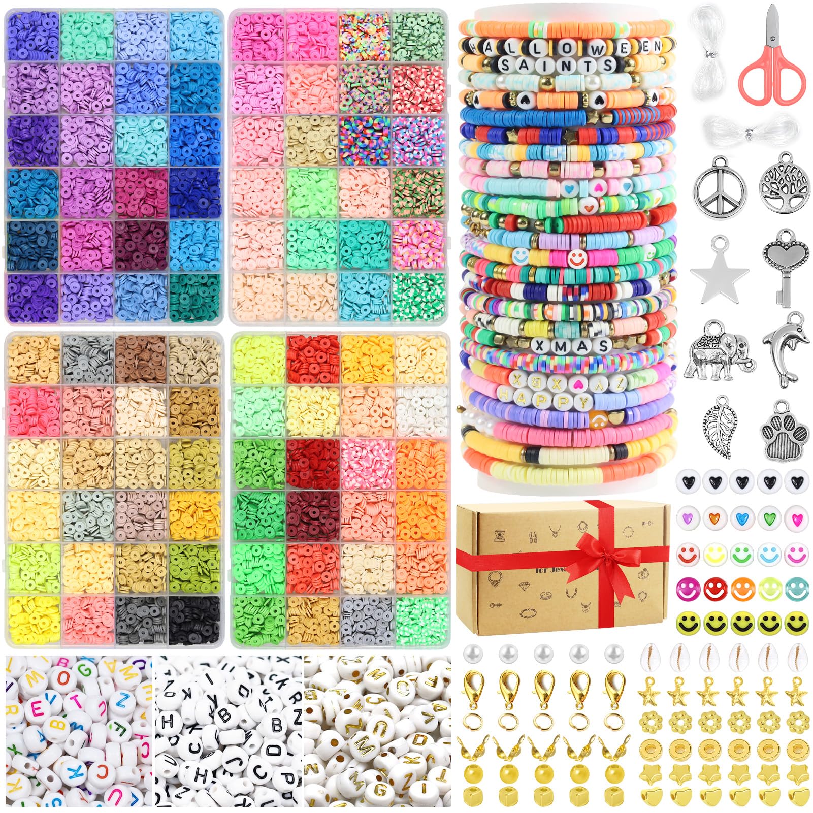 96 Colores 12300 Piezas Cuentas para Pulseras 6mm Cuentas para Hacer Pulseras, Abalorios para Hacer Pulseras, Kit para Hacer Pulseras con Letras Cuentas para Hacer Niña Pulseras para Collar Pendientes