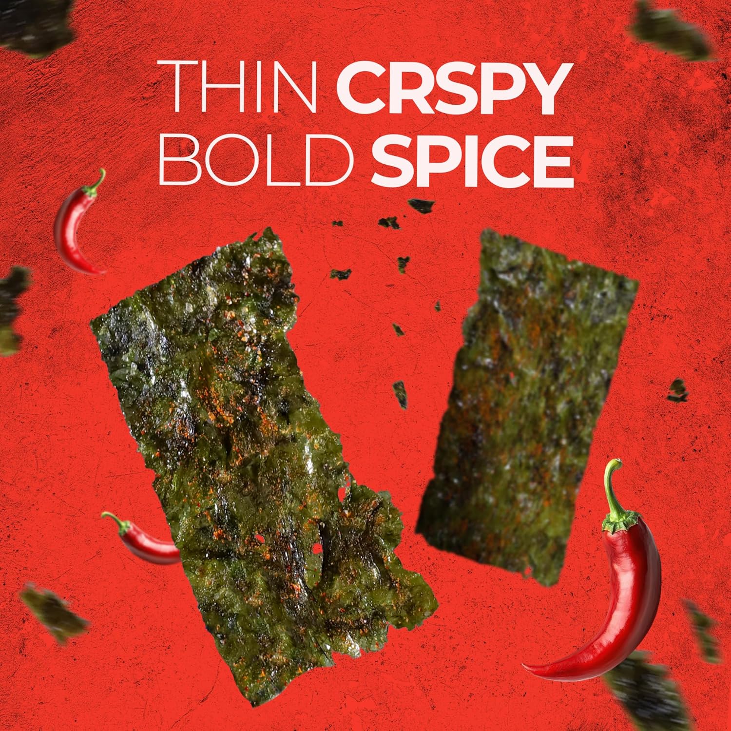 KIMCHIP Spicy Kimchi Roasted Seaweed Snack (30-Pack) - low Calories, Vegan, Organic, Gluten-Free