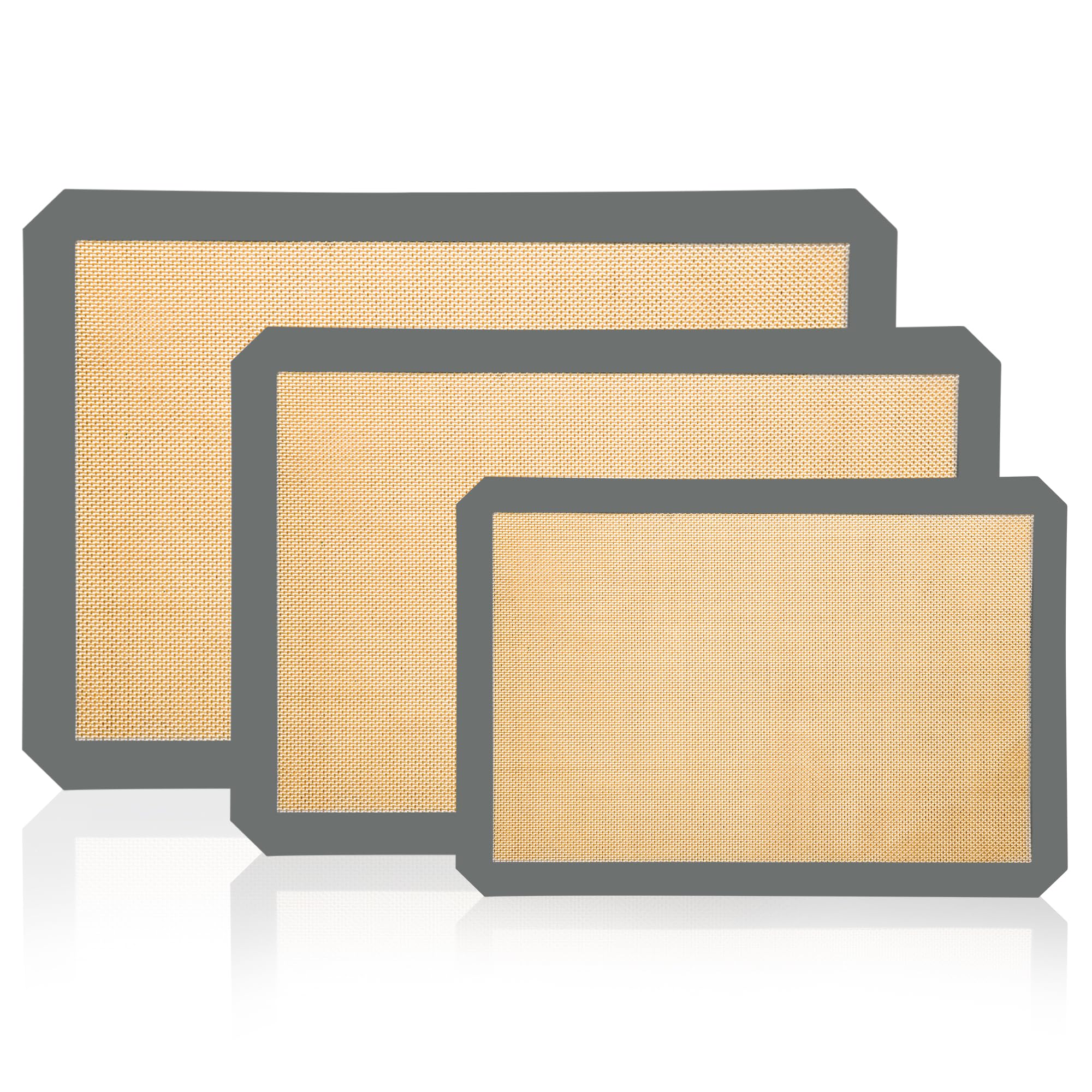 3-Pack Non-Stick Silicone Baking Mat, Food Safe Silicone Mats for Baking Cookies and Macarons - Silicone Baking Sheet(Gray)