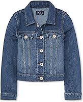 The Children's Place Girls Basic Denim Jacket - Stretch Cotton Blend, Distressed Look, Snap/Button Closure