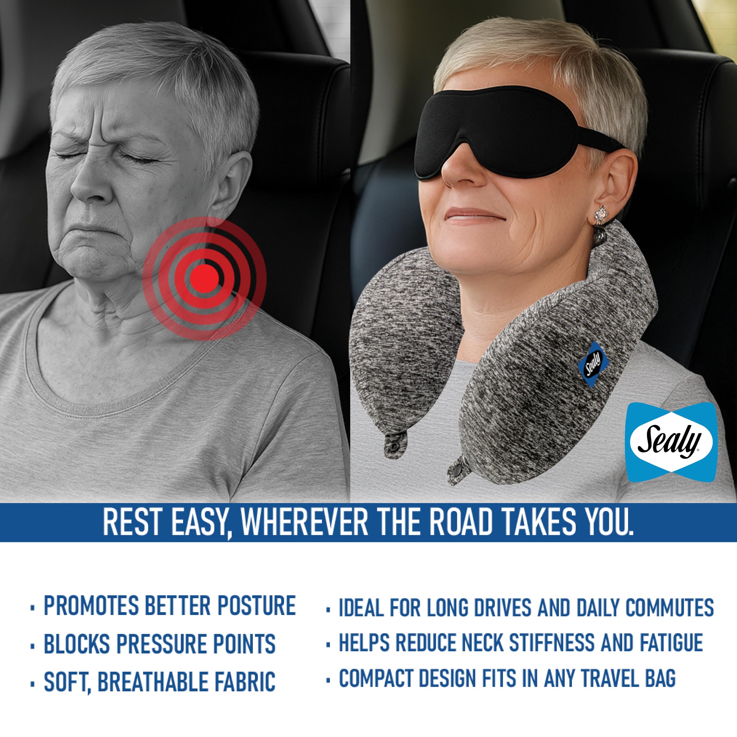 Amazon.com: Sealy Travel Pillow – Airplane Pillow for Neck Support