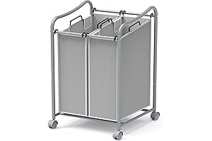 Simple Houseware 2-Bag Laundry Sorter, Rolling & Heavy Duty