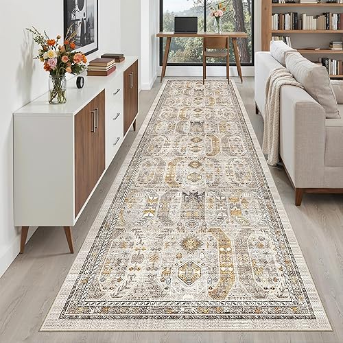 Miniatura 58 de Madane Alfombra lavable de 2 x 3 pies, alfombra de entrada pequeña, antideslizante, vintage, para entrada interior, alfombra de pelo bajo