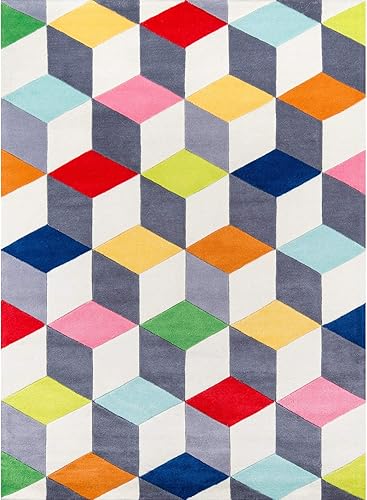 Momeni Rugs Lil' Mo Hipster Collection, alfombra de área con temática infantil tallada a mano y copetuda, 3 x 5 pies, multicolor