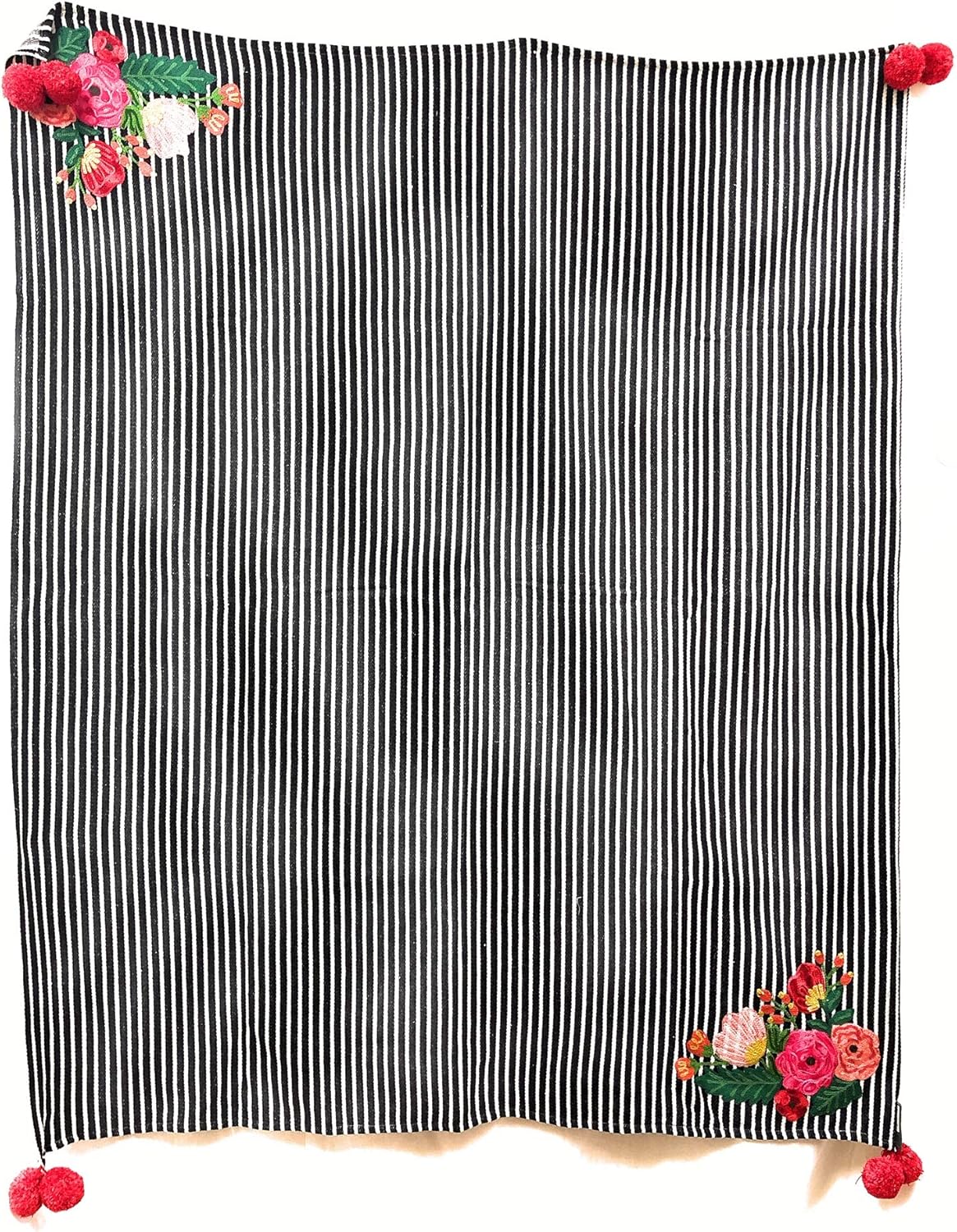 Karma Living Stripped Embroidery Ciaroscuro Floral Throw