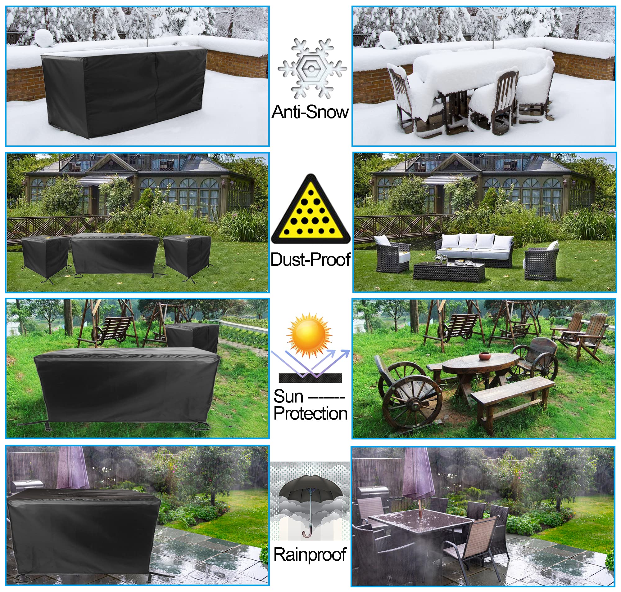 Copertura Per Tavolo Da Giardino 420D Oxford - Impermeabile E Antivento, Dimensioni 315x160x74 Cm