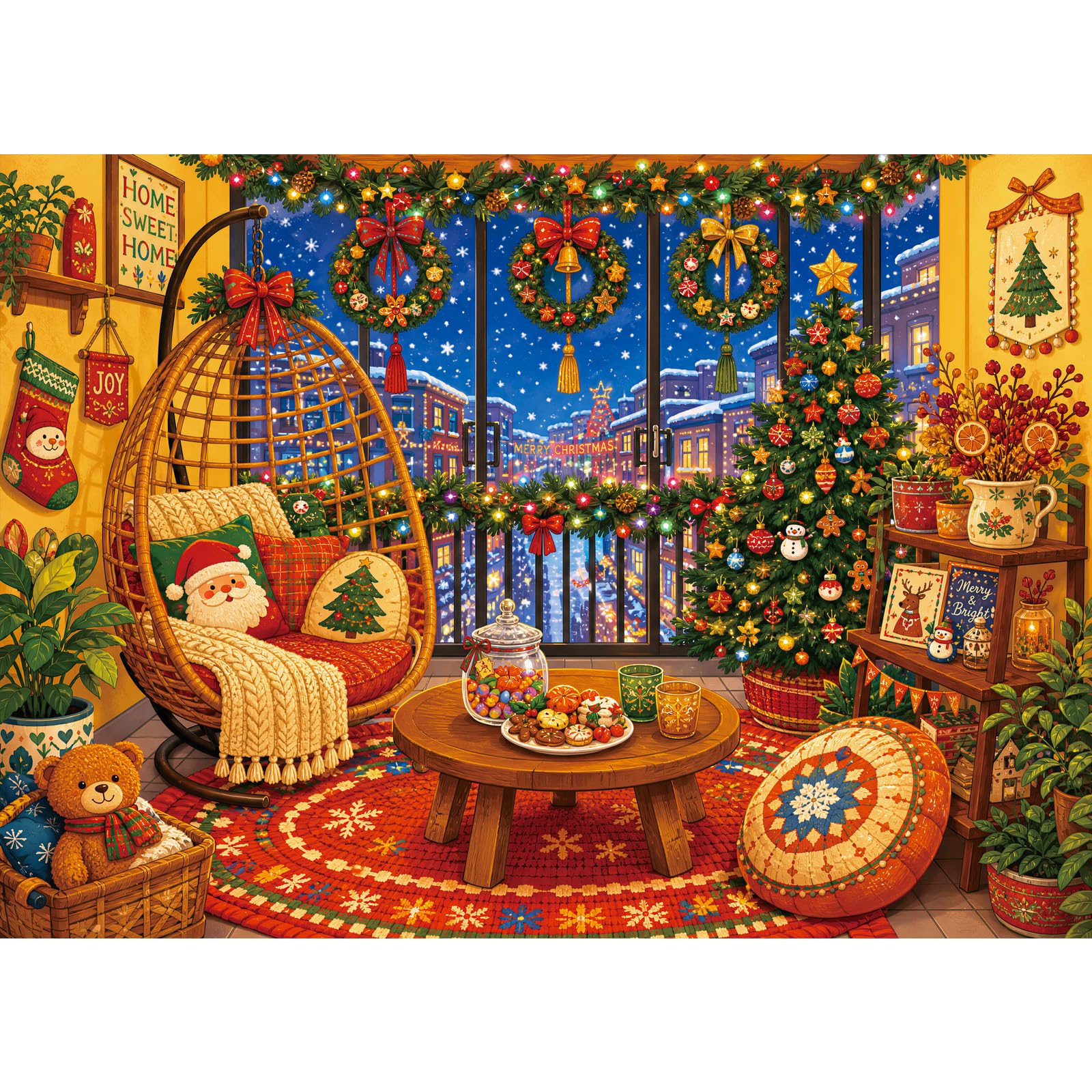 Jigsaw Puzzles For Adults 1000 Warm Christmas Eve — image 1