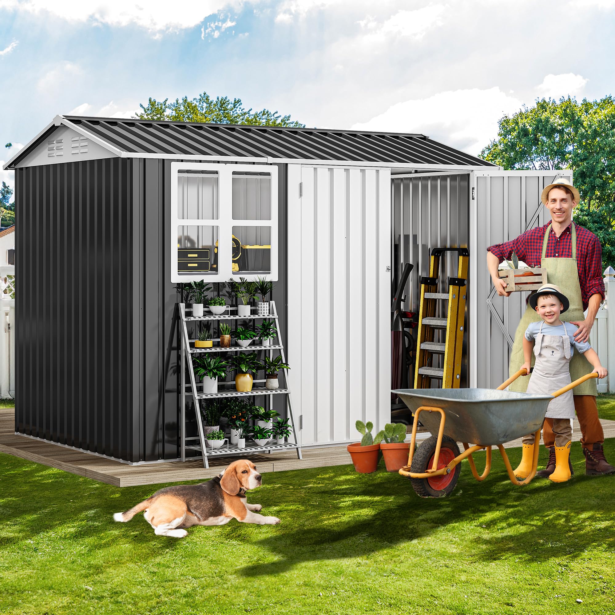 パドー Amazon.com : DWVO 8' x 6' Outdoor Storage Shed, Waterproof Metal