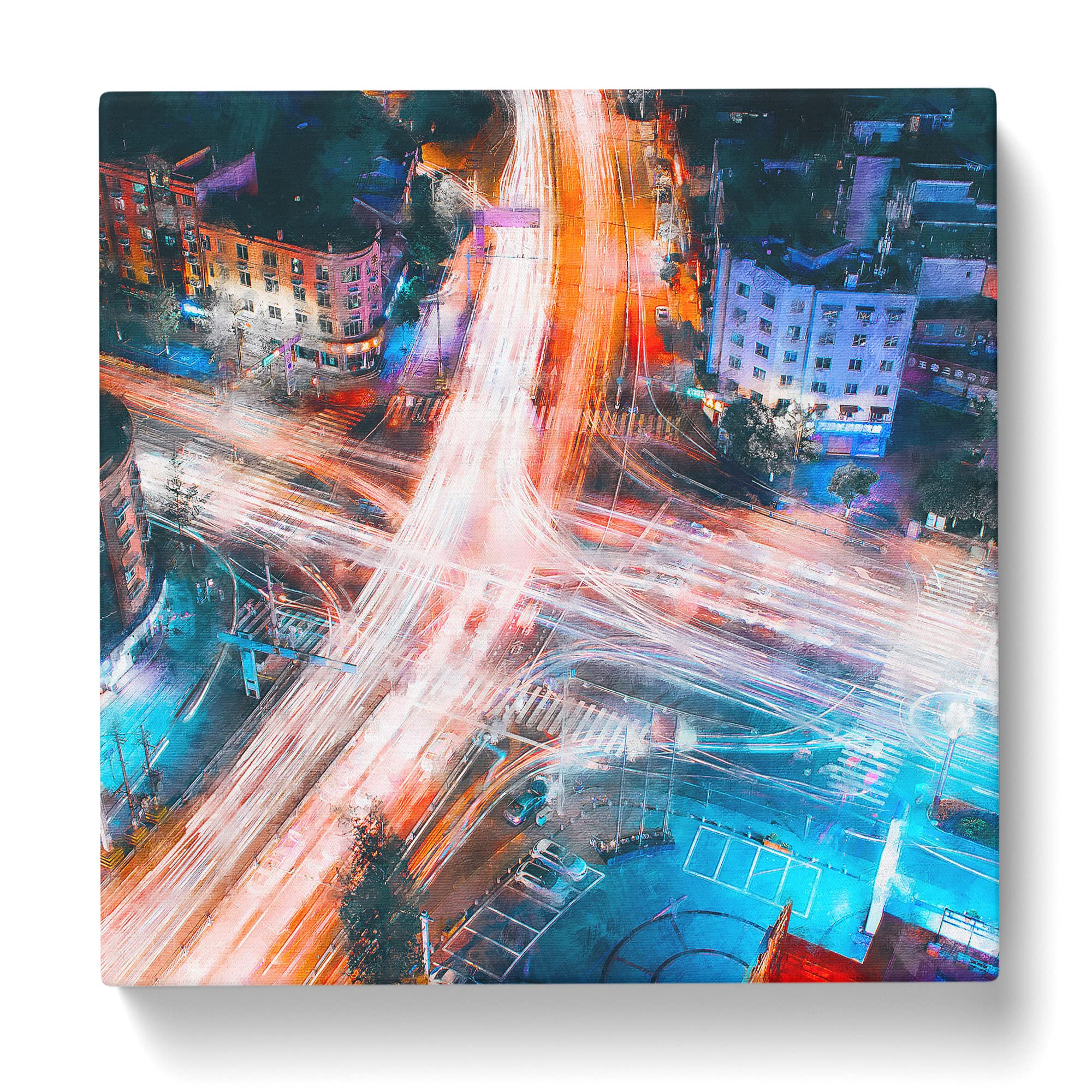 Urban City Lights Canvas Print, Mixed, 35L x 35W cm - Image 3