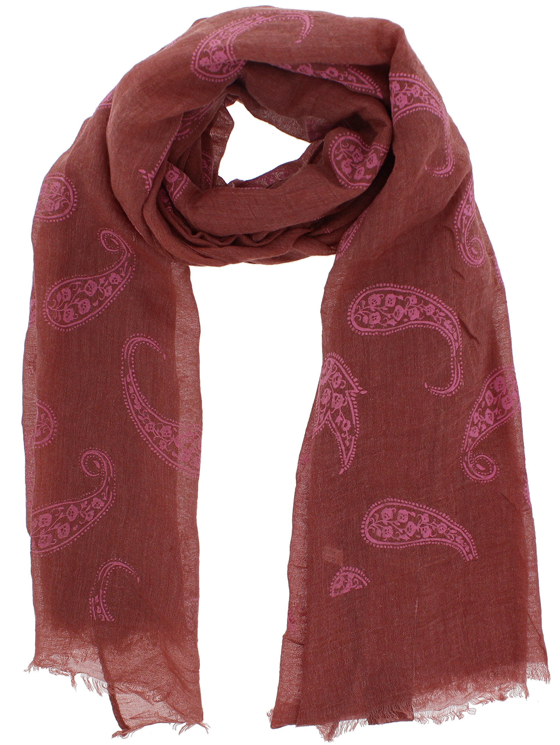 Zac's Alter Ego Women's Dusty Pink Long Lightweight Paisley Print Scarf