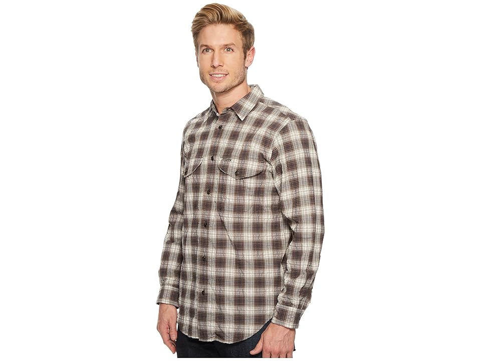 

Filson Twin Lakes Sports Shirt (Dark Brown/Ivory/Cobalt) Men's Clothing, White