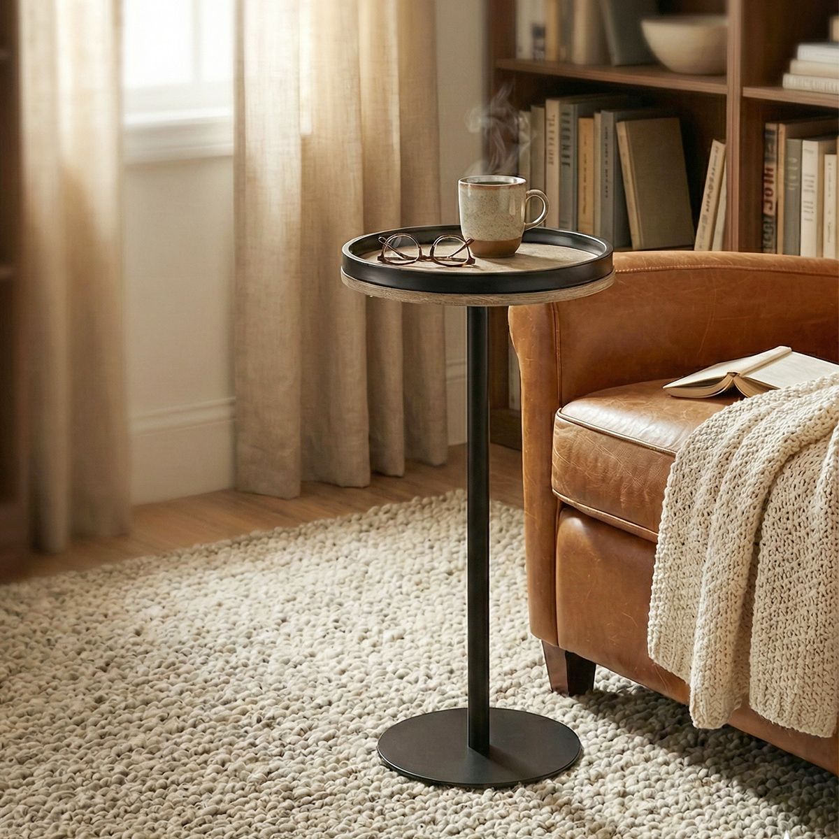 MARTINI ラウンドバーテーブル Amazon.com: ZEXVIDA Black Industrial Martini Table,Round Drink