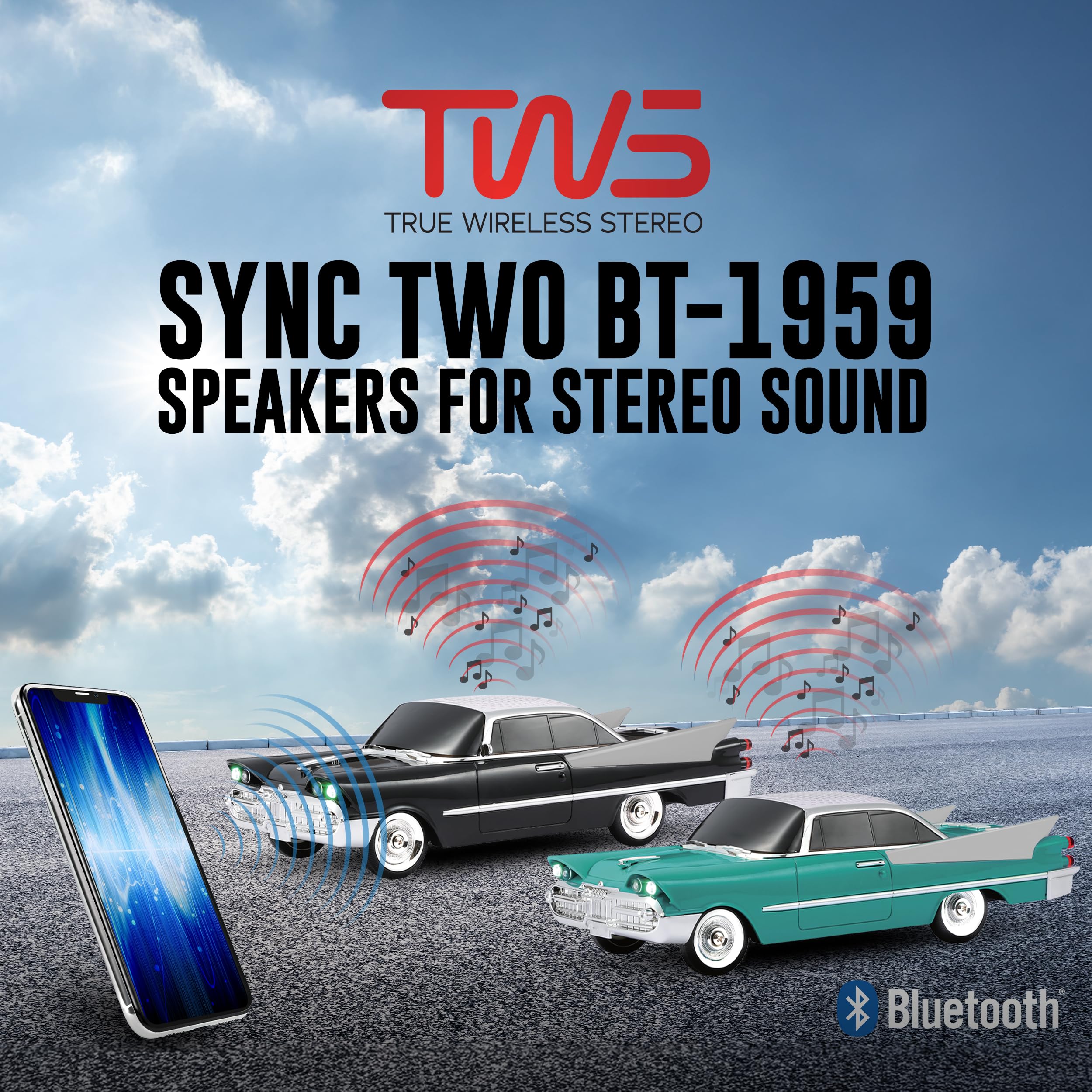 Amazon.com: QFX Bluetooth 1959 Retro Classic Car Speaker, Dual 2