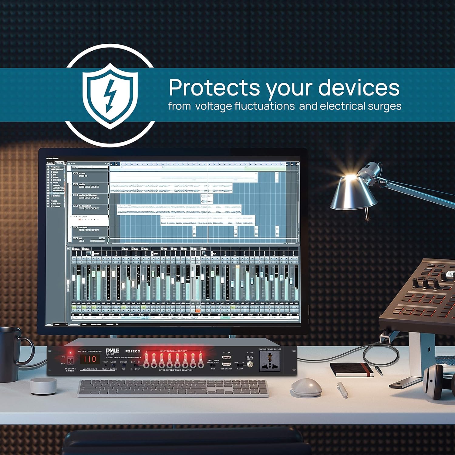 Review 8 Outlet Power Sequencer Conditioner - 2200W Rack Mount Pro Audio Digital Power Supply Controller Regulator w/ Voltage Readout, Surge Protector, For Home Theater, Stage / Studio Use - Pyle PS1200 Best Cyber Deals 🔥 8 Outlet Power Sequencer Conditioner - 2200W Rack Mount Pro Audio Digital Power Supply Controller Regulator w/ Voltage Readout, Surge Protector, For Home Theater, Stage / Studio Use - Pyle PS1200