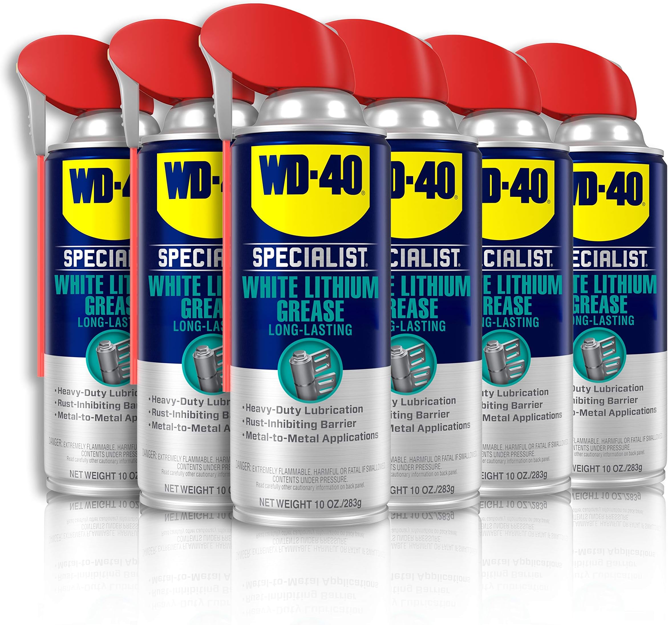 WD-40 Specialist White Lithium Grease Spray - Metal on Metal Lubricant and Corrosion Inhibitor. 10 oz. (Pack of 6)
