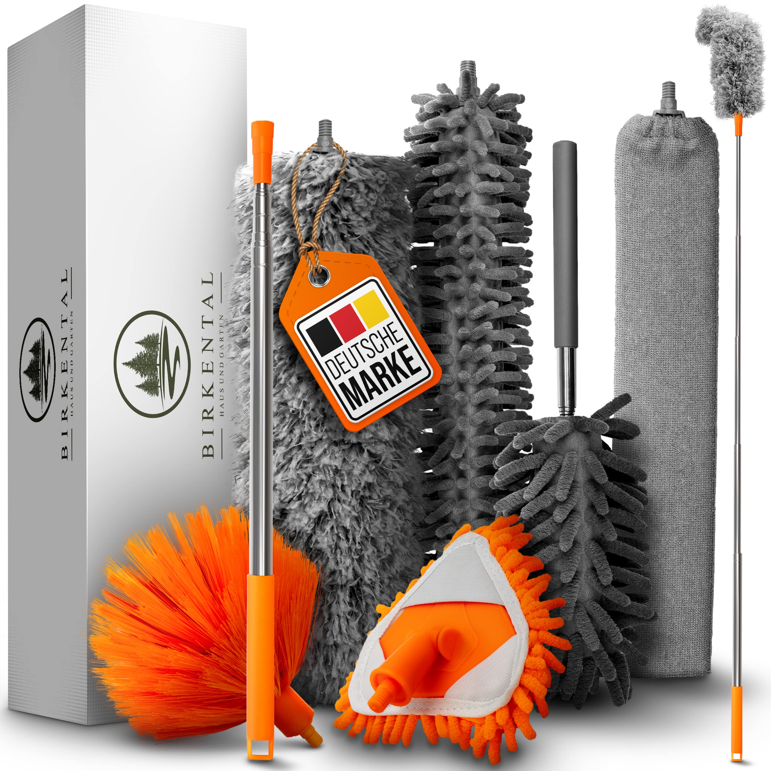 Birkental Magic Duster – Spolverino Telescopico 2,50 M + 7 Accessori In Microfibra Lavabili