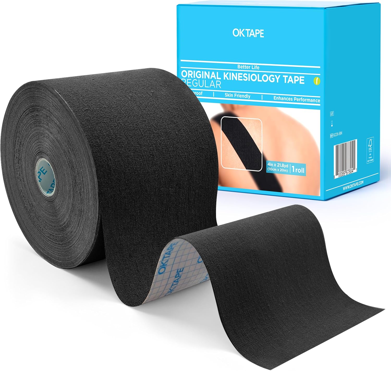 OK TAPE Kinesiology Tape 4in x 65.6ft, Extra Wide Athletic Tape