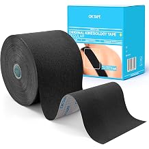 OK TAPE Extra Wide Kinesiology Tape Roll, 4 in x 65.6 ft, Black