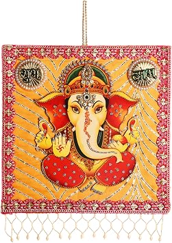 Ganesh Rectangular Wall Hanging with Shubh Labh Decor Decorative Pooja Door Hanging for Home Temple Festial Diwali and Gifting Ganesh