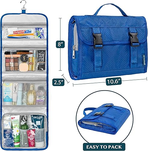 Miniatura 2 de PAVILIA Neceser colgante de viaje para mujeres y hombres, kit de bolsa de maquillaje de gran capacidad, estuche organizador de almacenamiento de