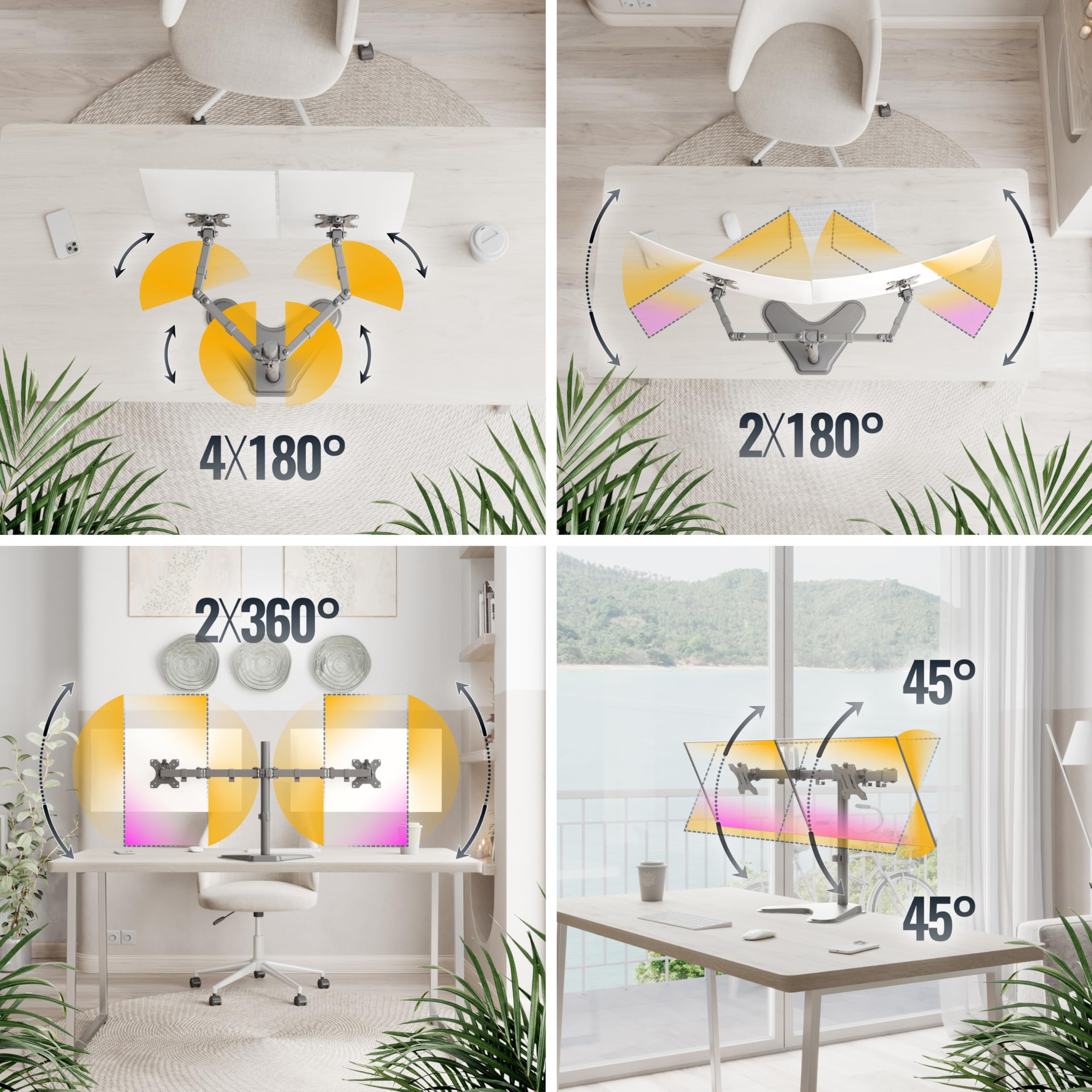 RICOO TS7311 Supporto monitor da scrivania 13-27 pollici per 13 27 pollici girevole inclinabile fino a 8 kg max VESA 100x100