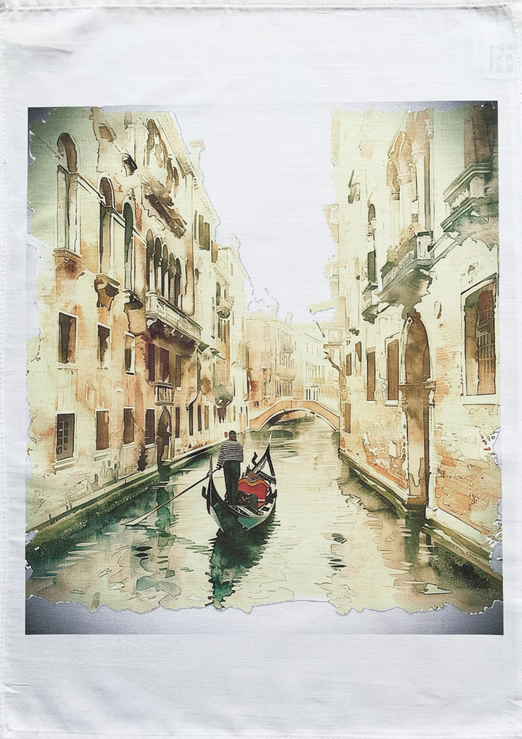 Half A Donkey White Gondola On The Canal Large Cotton Tea Towel