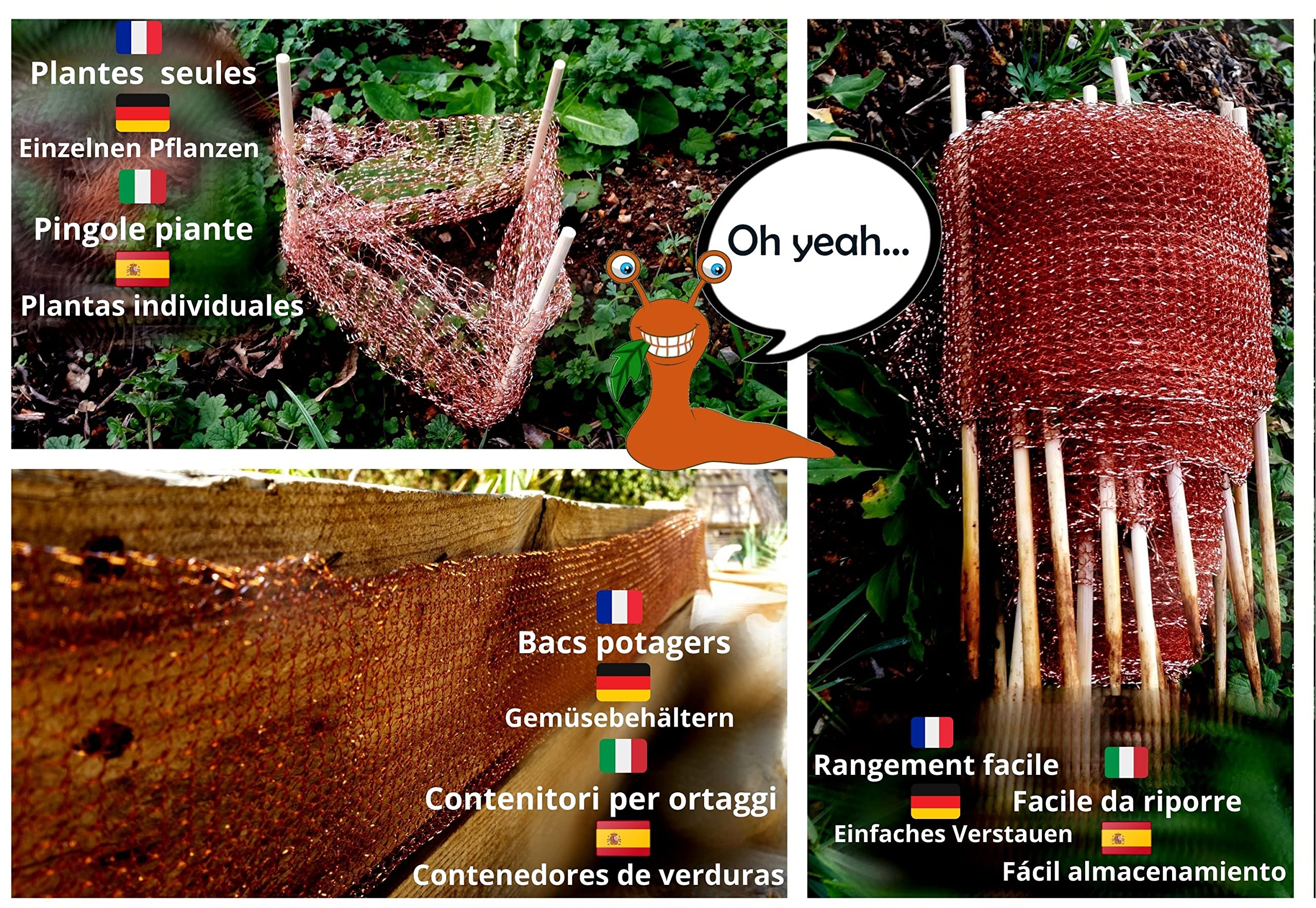 Springday Filet Anti limaces et escargots cuivre (Fil Plat 2.0) - Répulsif Naturel 10m x 15cm - Barrière Double Mailles avec 20 piquets Bambou & ebook - Protection Potager Permaculture