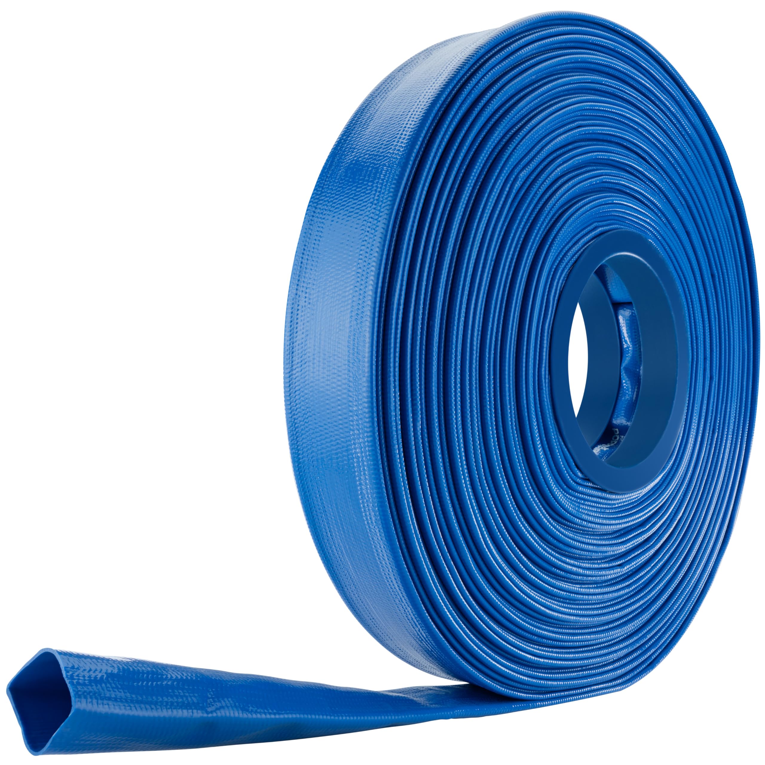 Poppstar Manguera plana de descarga de agua de PVC 40m, Ø 38mm (1 1/2 pulgada), presión de trabajo 7 bar, manguera de bombeo, azul