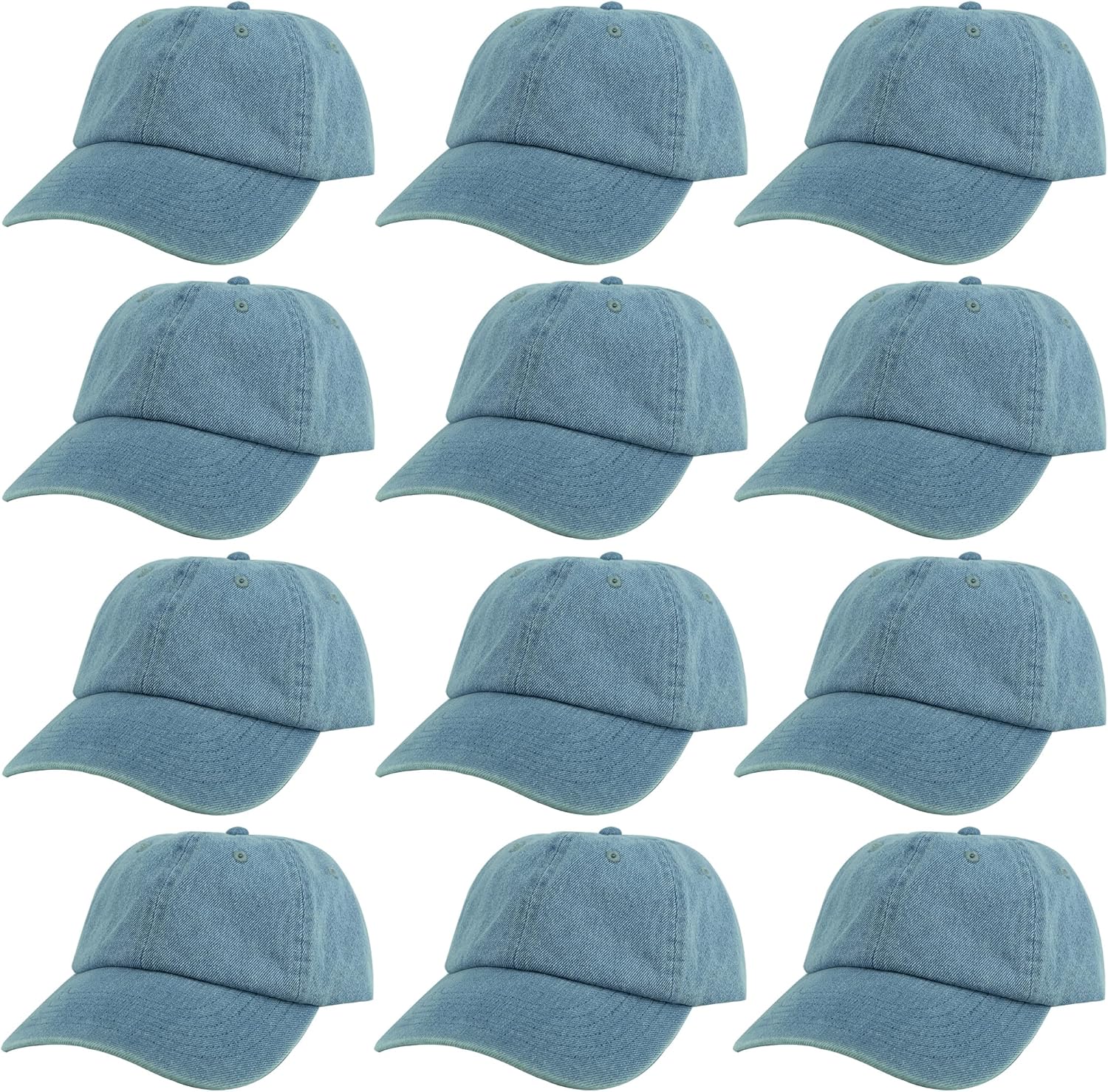 Gelante Baseball Caps Hats 100% Cotton Plain Blank Adjustable Size Wholesale Bulk of 12 Pack