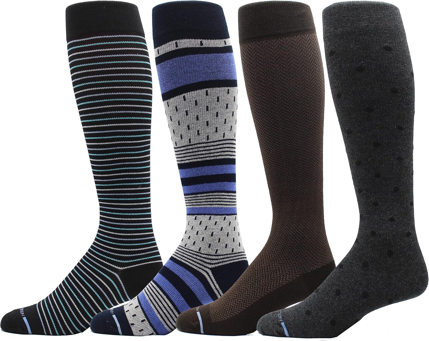 Dr. Motion 4 Pairs Men's Athletic Traveler Graduated Compression Knee High Socks