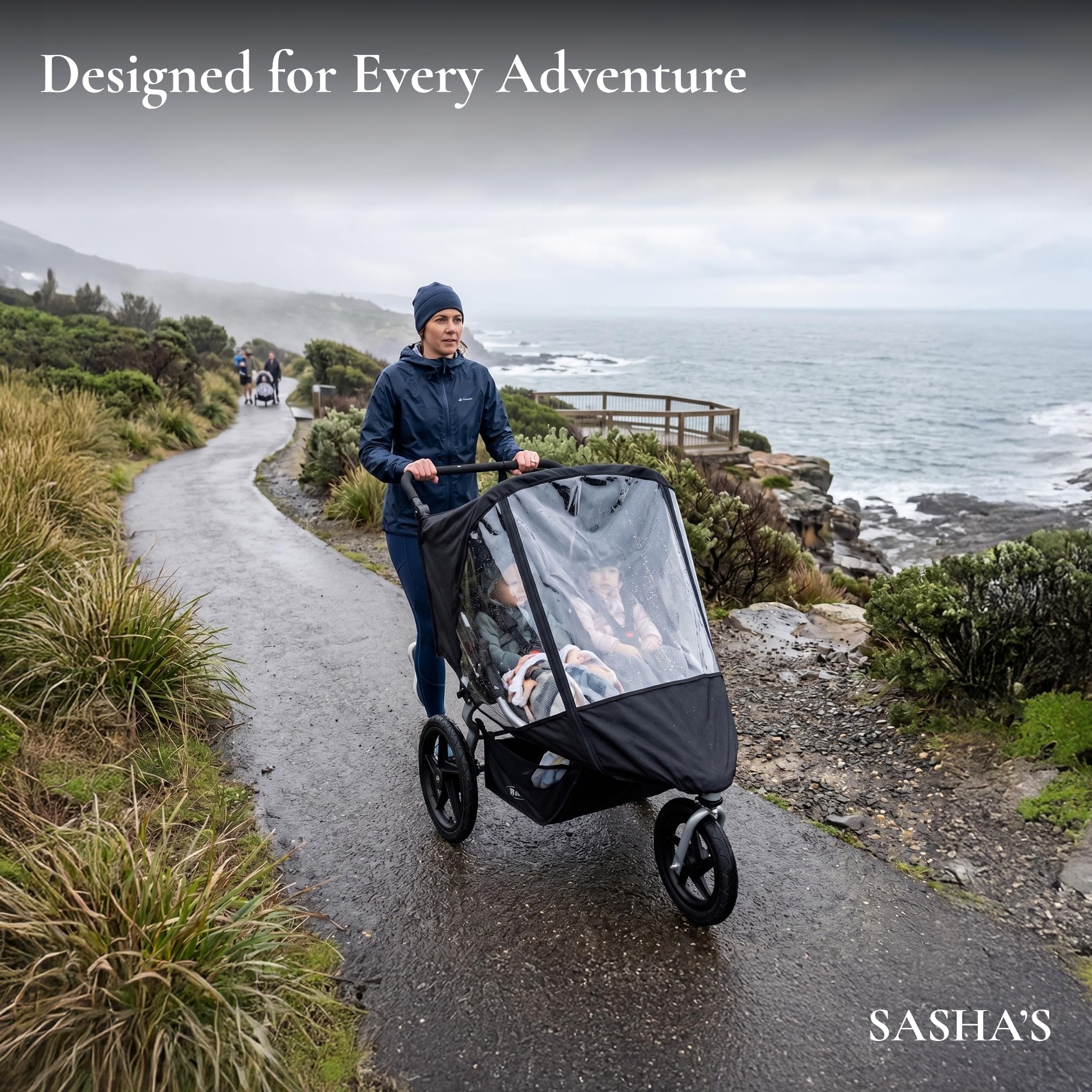 SASHA'S - Parapioggia per passeggino doppio da jogging BOB Gear Duallie, in EVA, con chiusura lampo, protezione dalle intemperie (passeggino non incluso)