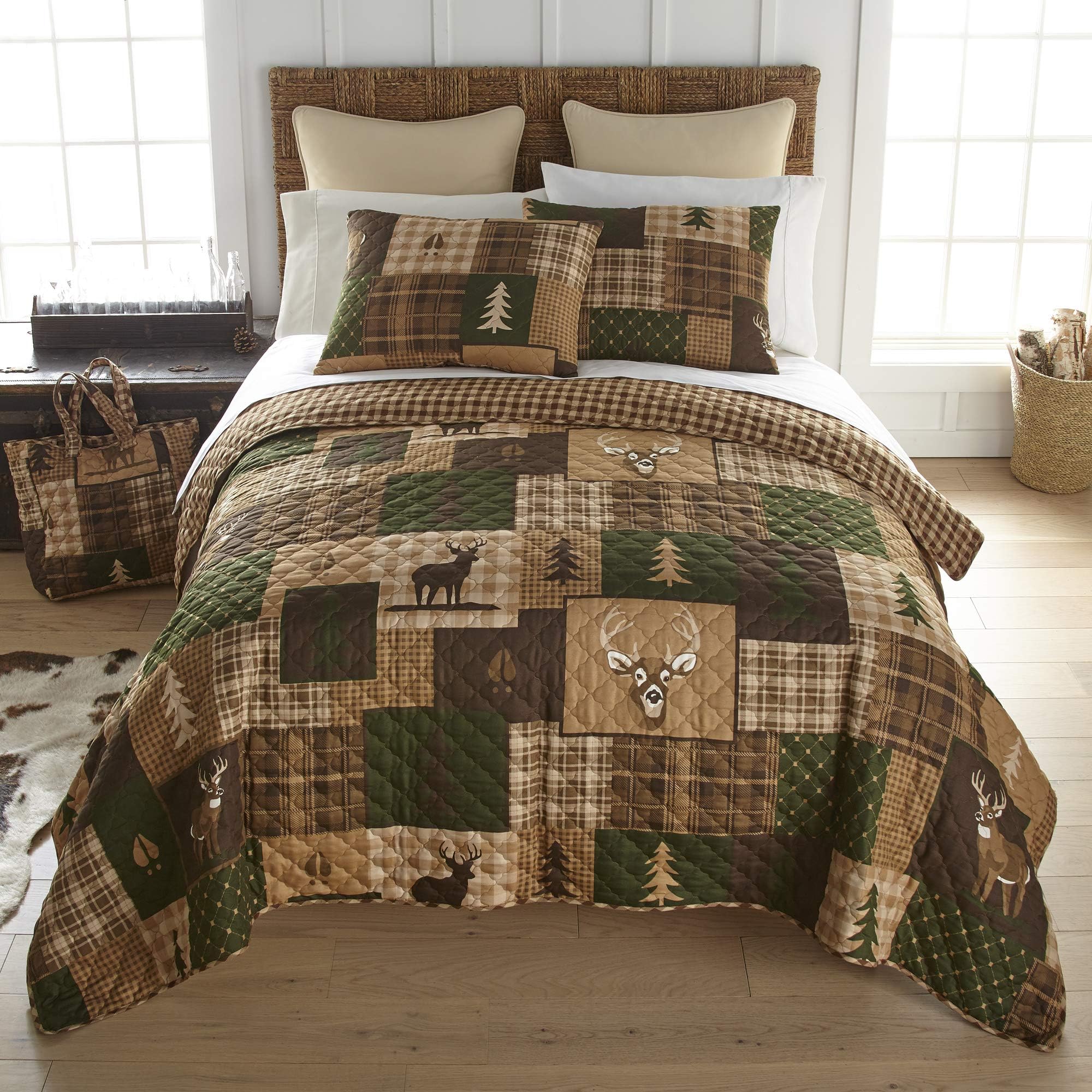 Woolrich Quilt Set Patchwork Channel Quilting, Cottege