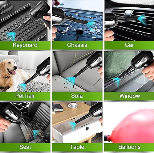 Miniatura 2 de Limpiador de teclado con plumero de aire comprimido, plumero de aire eléctrico para computadoras, automóvil, sin aire comprimido, soplador de aire