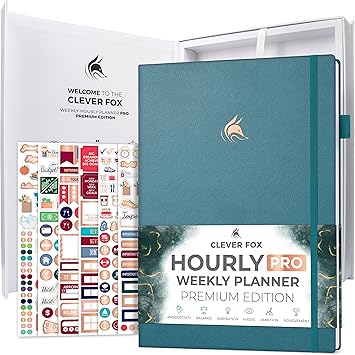 Clever Fox Hourly Planner PRO Premium Undated Schedule Planner with Daily Time Slots Personal Organizer Notebook for Time Management Weekly & Monthly Life Journal, A4 size Teal