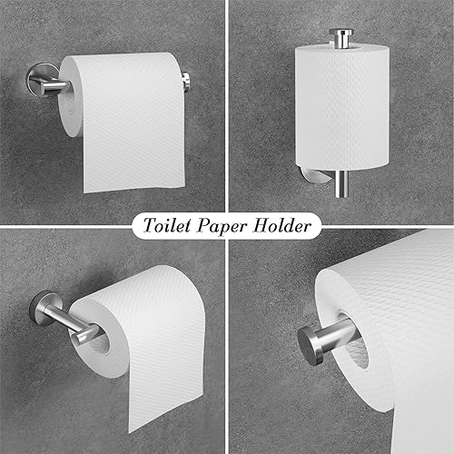 Miniatura 4 de Juego de toalleros de baño de níquel cepillado, incluye barras de toalla de mano de 16 pulgadas, soportes para papel higiénico, anillos para