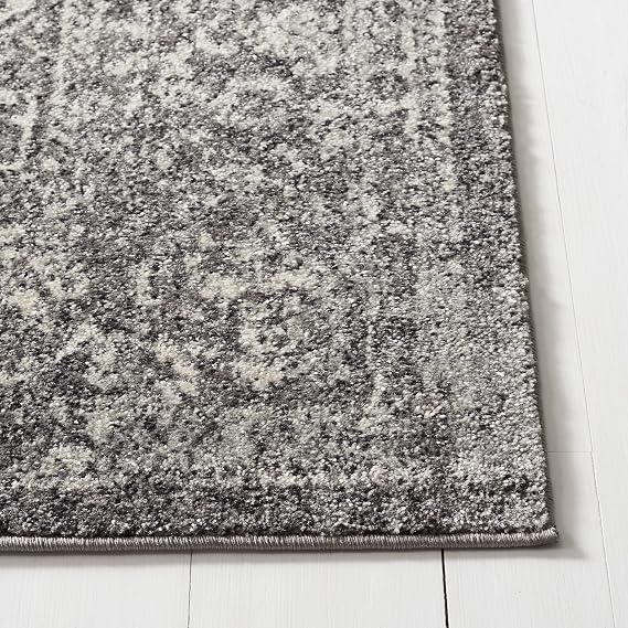 SAFAVIEH Area Rug 10x14 - Evoke Collection - Large - Grey & Ivory, Distressed Design, Non-Shedding & Easy to Clean, Ideal for Living Room, Bedroom, Dining Space (EVK256D)