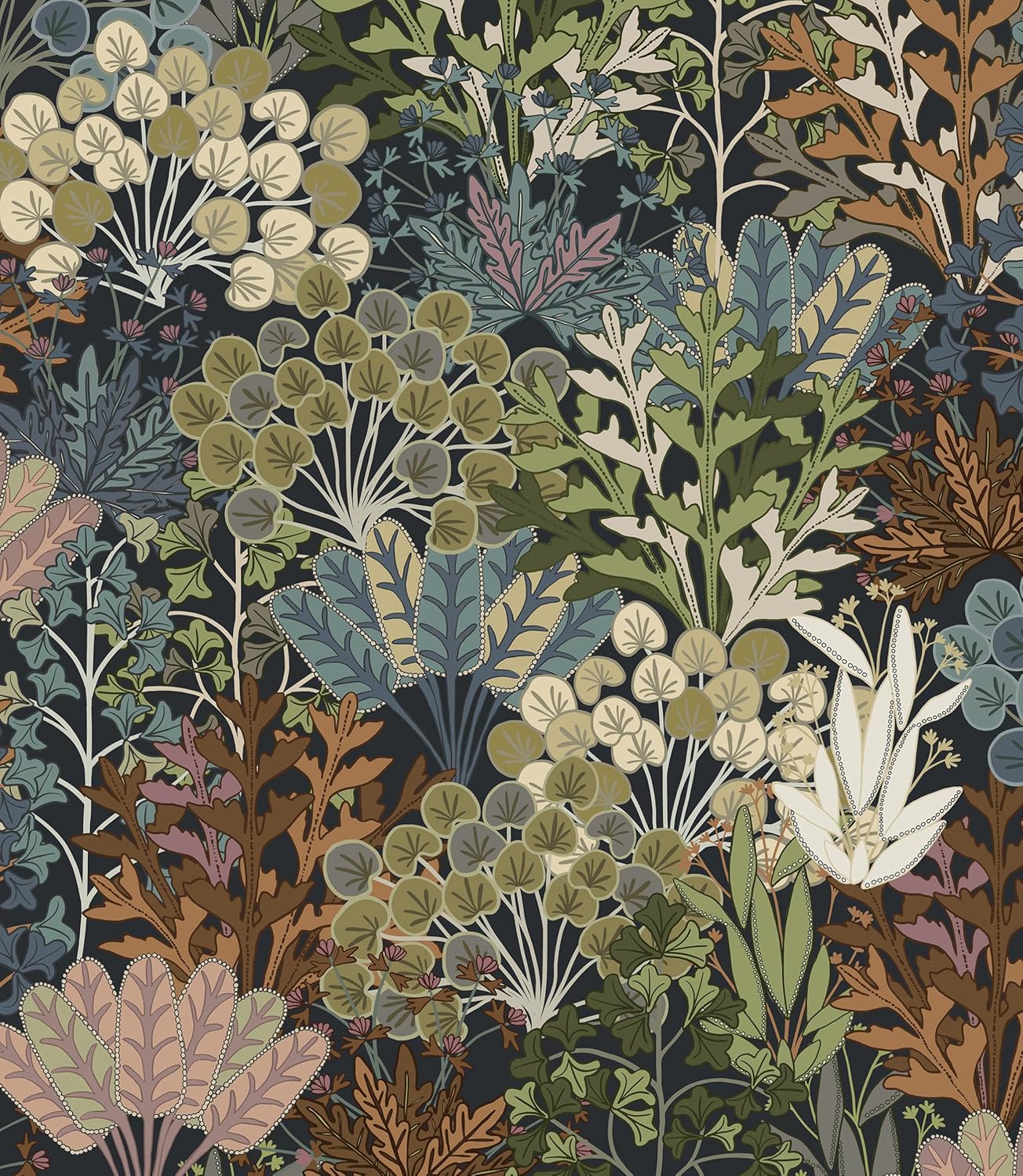 Safiyya 17.3" x 393" Boho Wallpaper Peel and Stick Flroal Leaf Wall Paper Self Adhesive Removable Wallpaper Forest Botanical Contact Paper for Bedroom, Living Room,Bathroom 17.3" x 393" Brown and Black